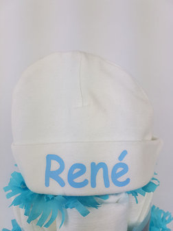 Luiertaart met naam jongen 4-laags blauw