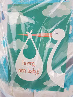 Luiertaart met naam jongen 4-laags blauw
