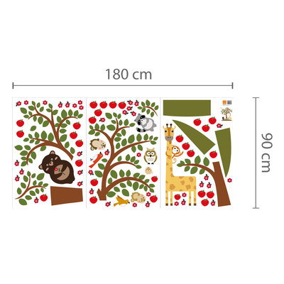 Muursticker dieren bij een appelboom