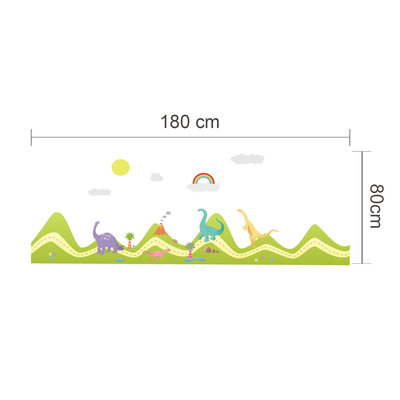 Muursticker dino's en regenboog