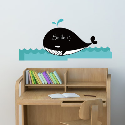 Muursticker walvis krijtbord