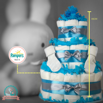 Luiertaart blauw 3-laags jongen