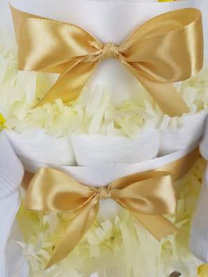 Luiertaart neutraal geel 3-laags (ideaal voor babyshower, kraam- en geboortecadeau)