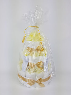 Luiertaart neutraal geel 3-laags (ideaal voor babyshower, kraam- en geboortecadeau)