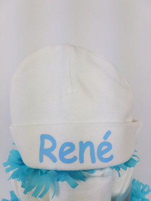 Luiertaart met naam jongen 4-laags blauw