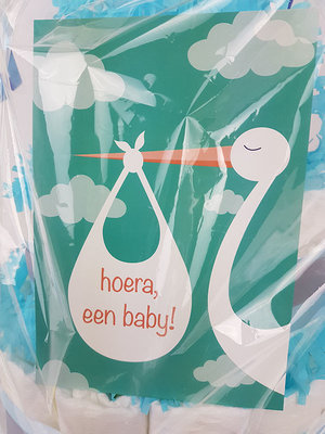 Luiertaart met naam jongen 4-laags blauw