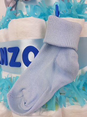 Luiertaart met naam jongen 4-laags blauw