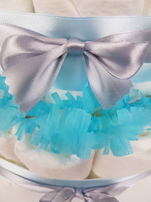 Luiertaart met naam jongen 4-laags blauw