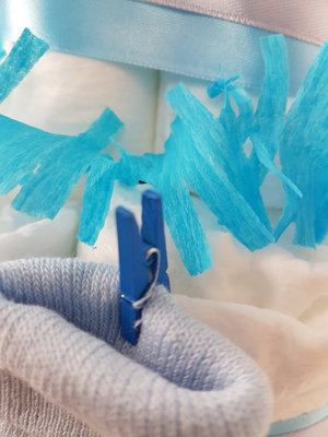 Luiertaart blauw 4-laags jongen met opdruk baby-naam